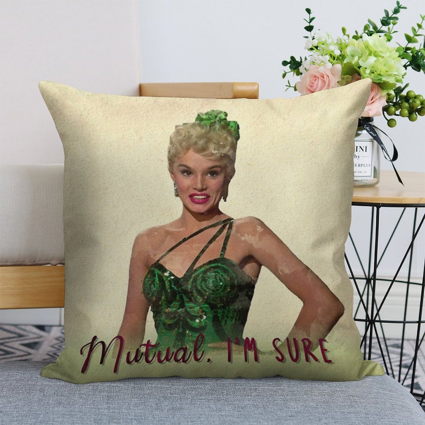 Mutual, I'm Sure - White Christmas Linen Throw Pillow Cover