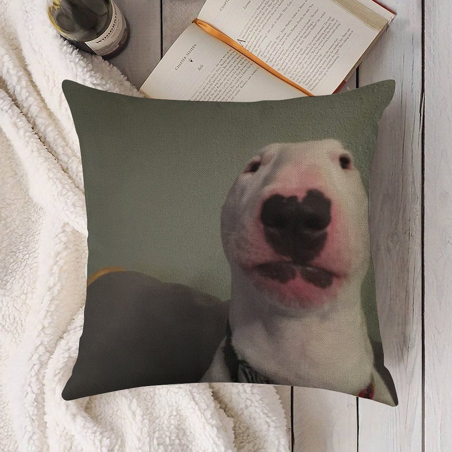 @PupperNelson Walter Original Linen Throw Pillow Cover