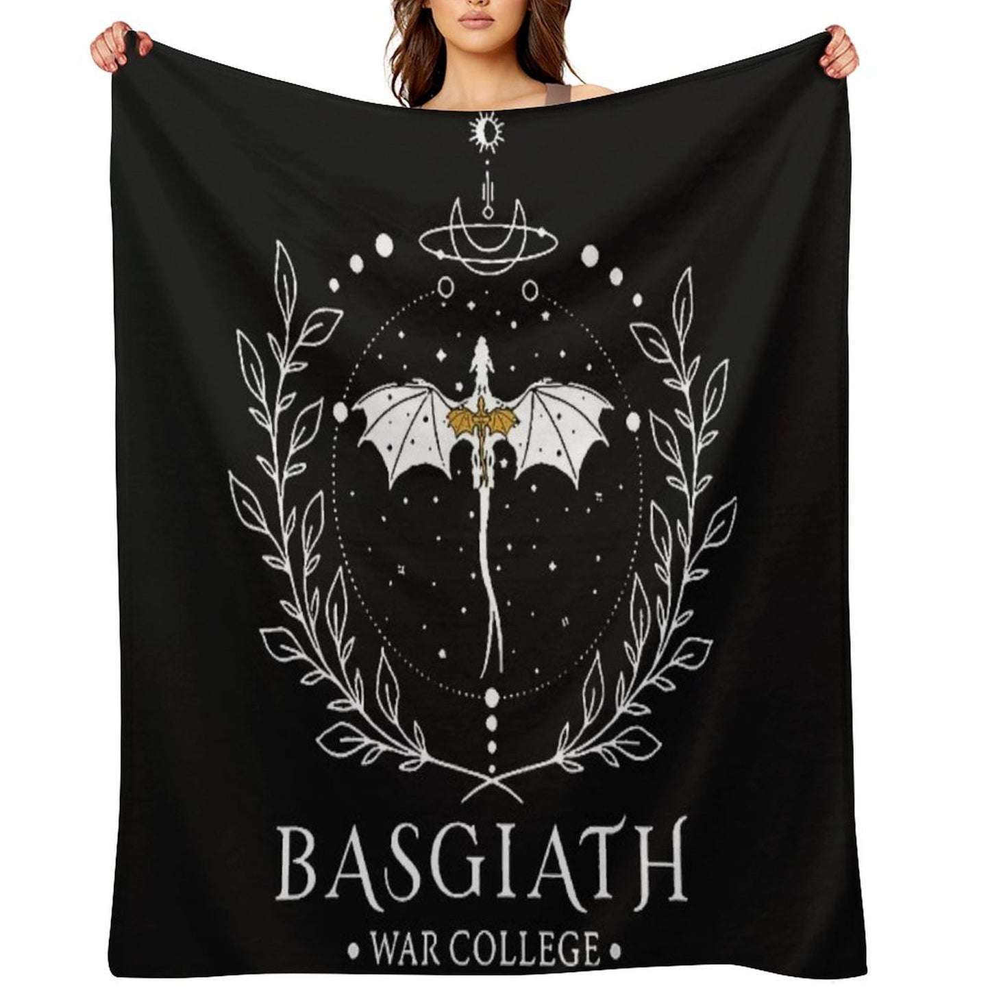 Fourth Wing Basgiath Two Sided Romantasy Dragons Yarros T-Shirt Throw Blanket