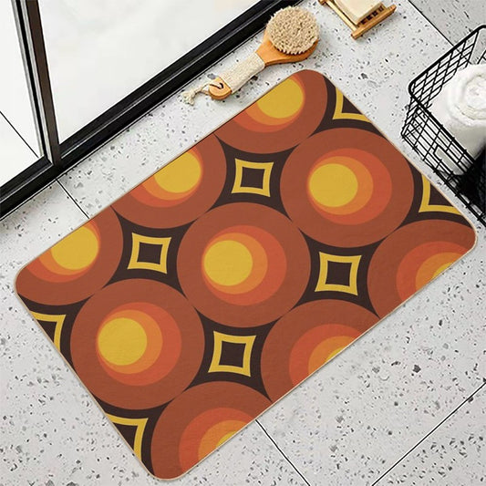 1970s Orange Mid-Century Modern Circle 2 Bath Mat