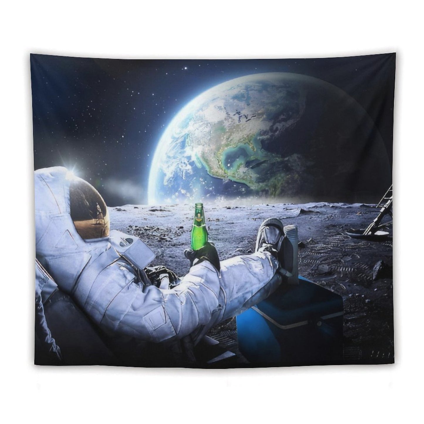 Astronaut on The Moon with Beer Tapestry