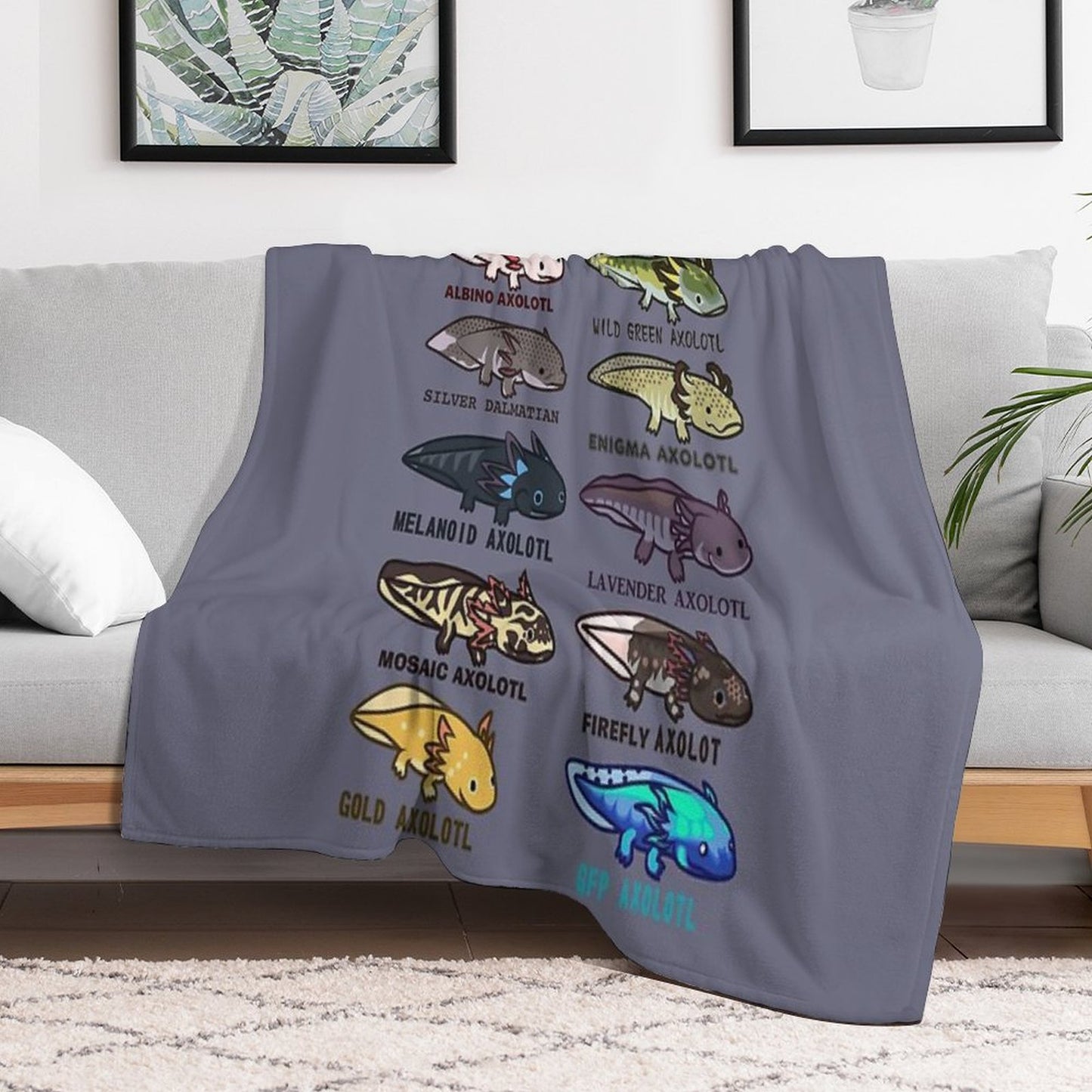 Axolotl Morphs And Colors Throw Blanket