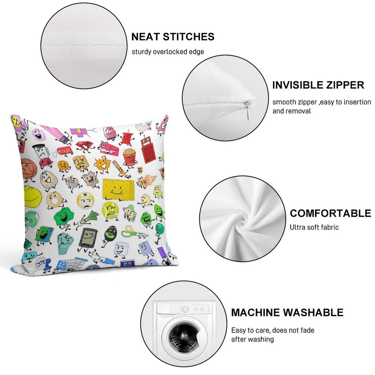 BFB And TPOT Full Cast Print Soft Shrink-Resistant Throw Pillow