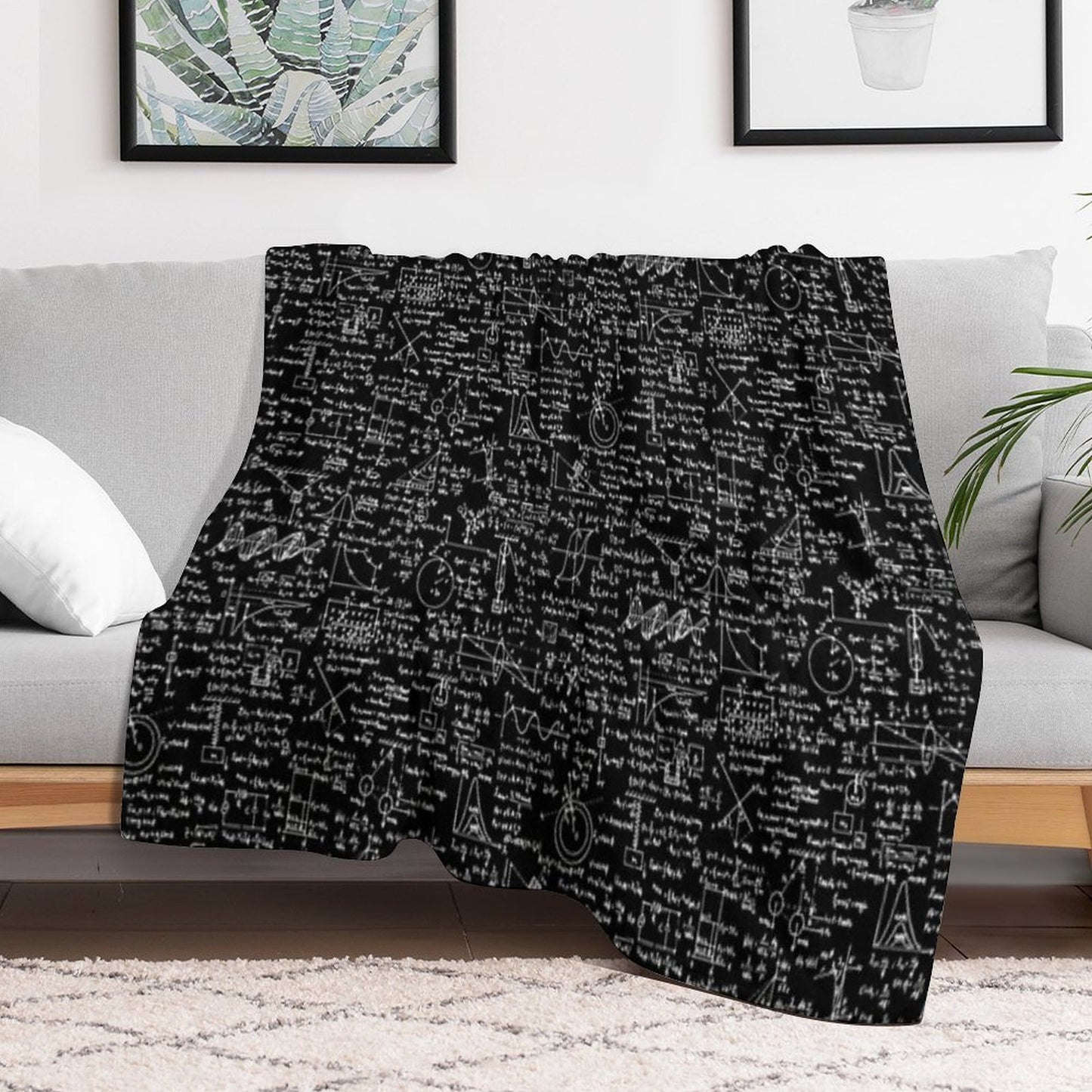 Physics Equations Black Throw Blanket