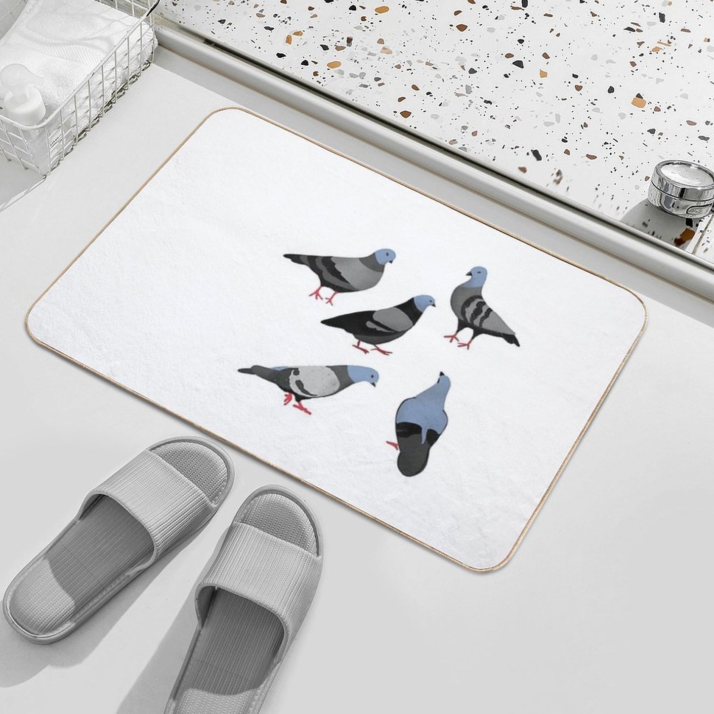 Design 33 - The Pigeons  Repositionable Bath Mat