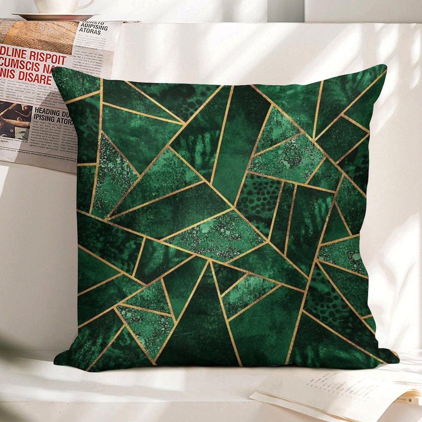 Deep Emerald Linen Throw Pillow Cover