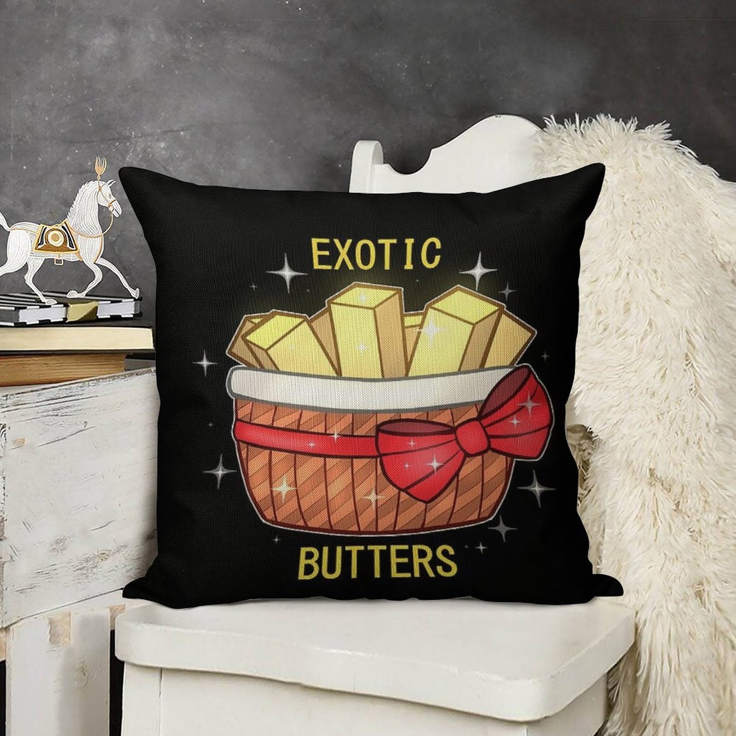 FNAF Exotic Butters Linen Throw Pillow Cover