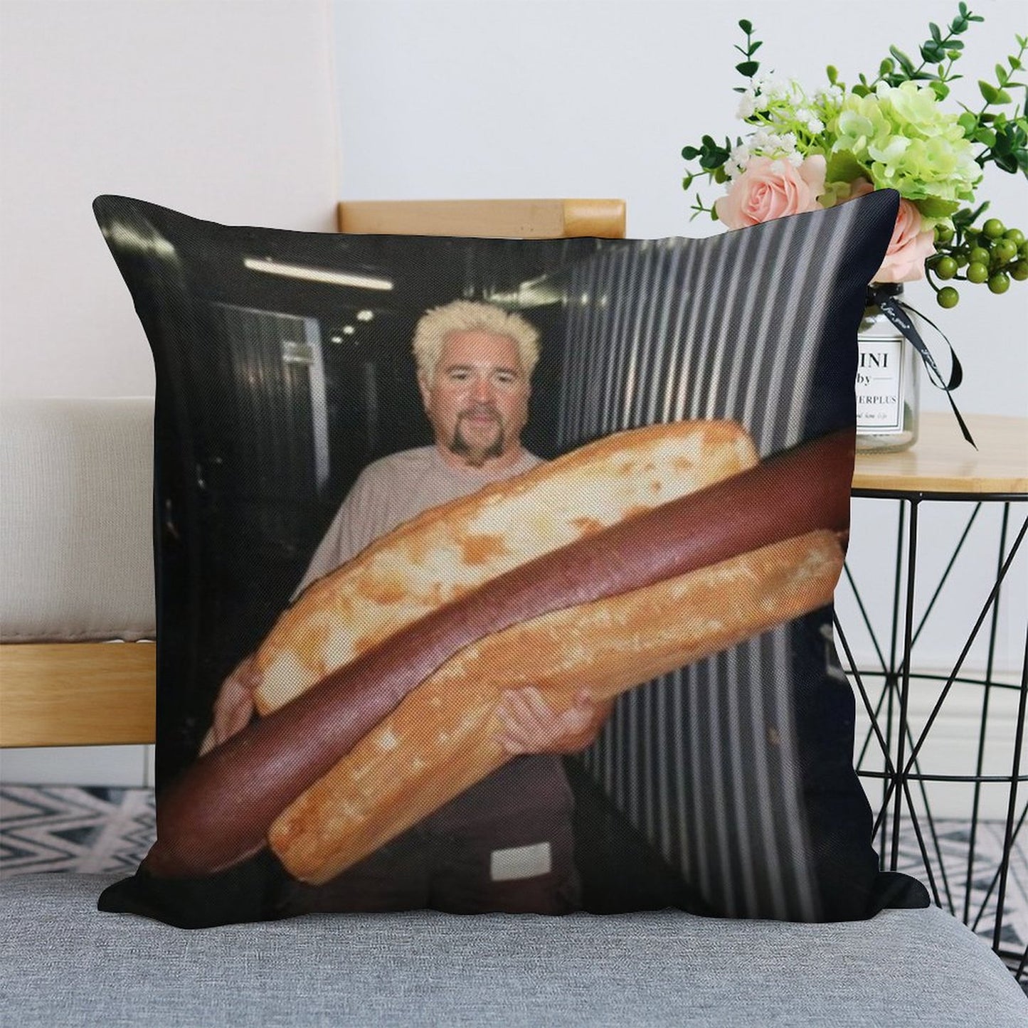 Guy Fieri And His Wieney Linen Throw Pillow Cover