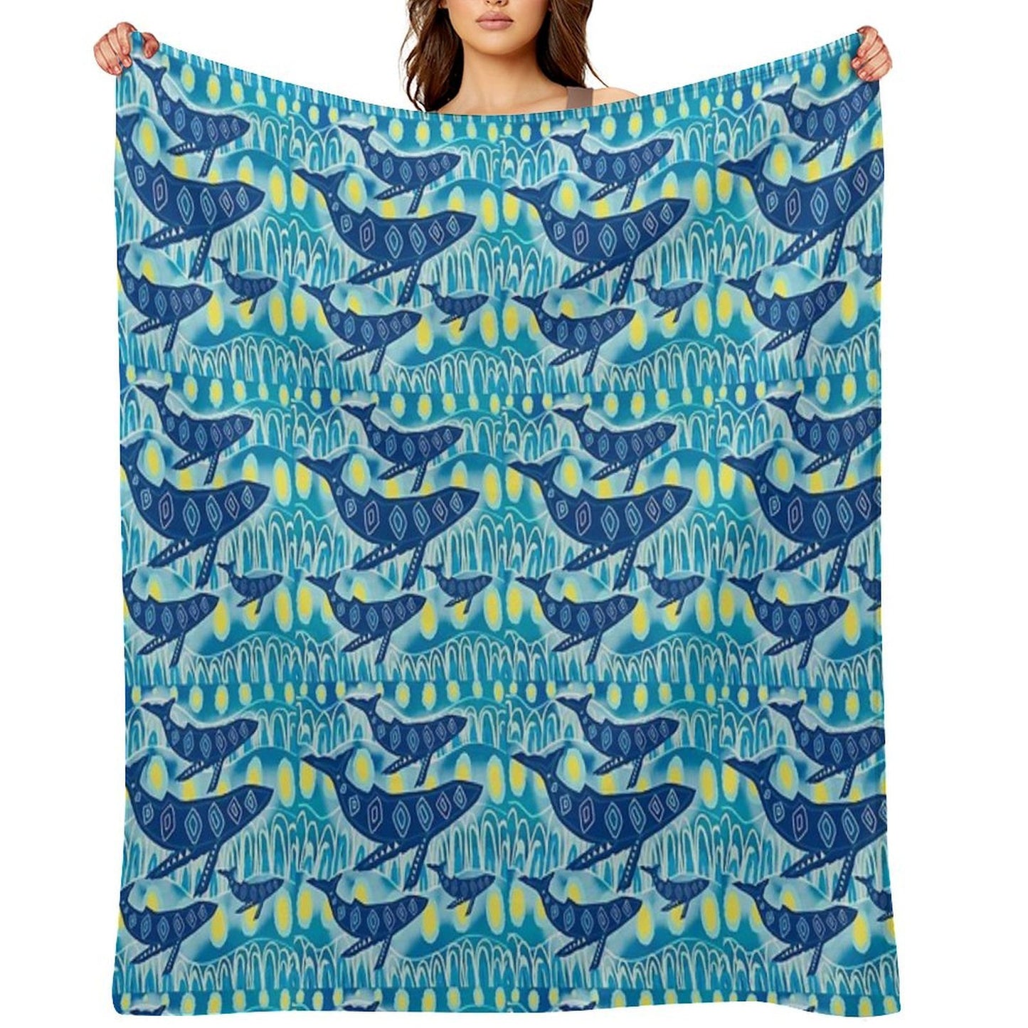 ' Gawura 'Whale Dreaming Throw Blanket