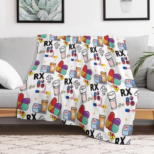 Pharmacy Pattern Pills RX Throw Blanket