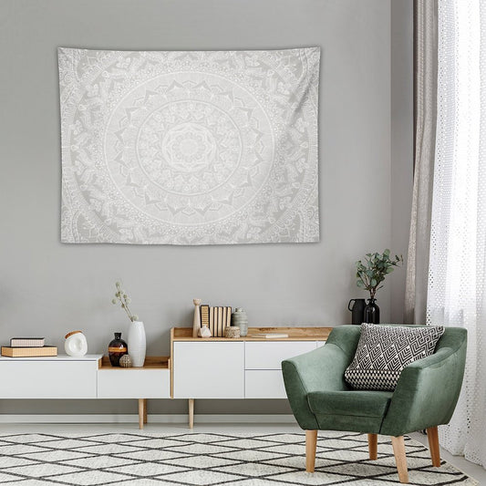 Mandala Soft Gray Tapestry