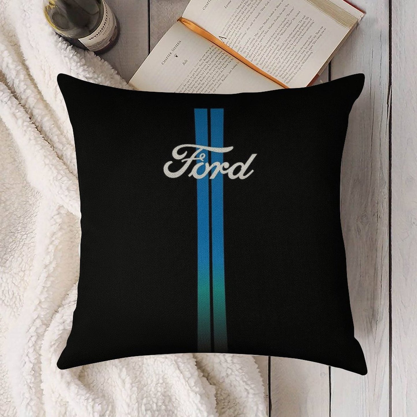 Retro Ford Stripes Linen Throw Pillow Cover