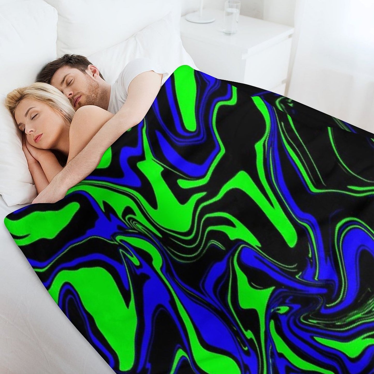 Blue Green And Black Oil Slick Throw Blanket