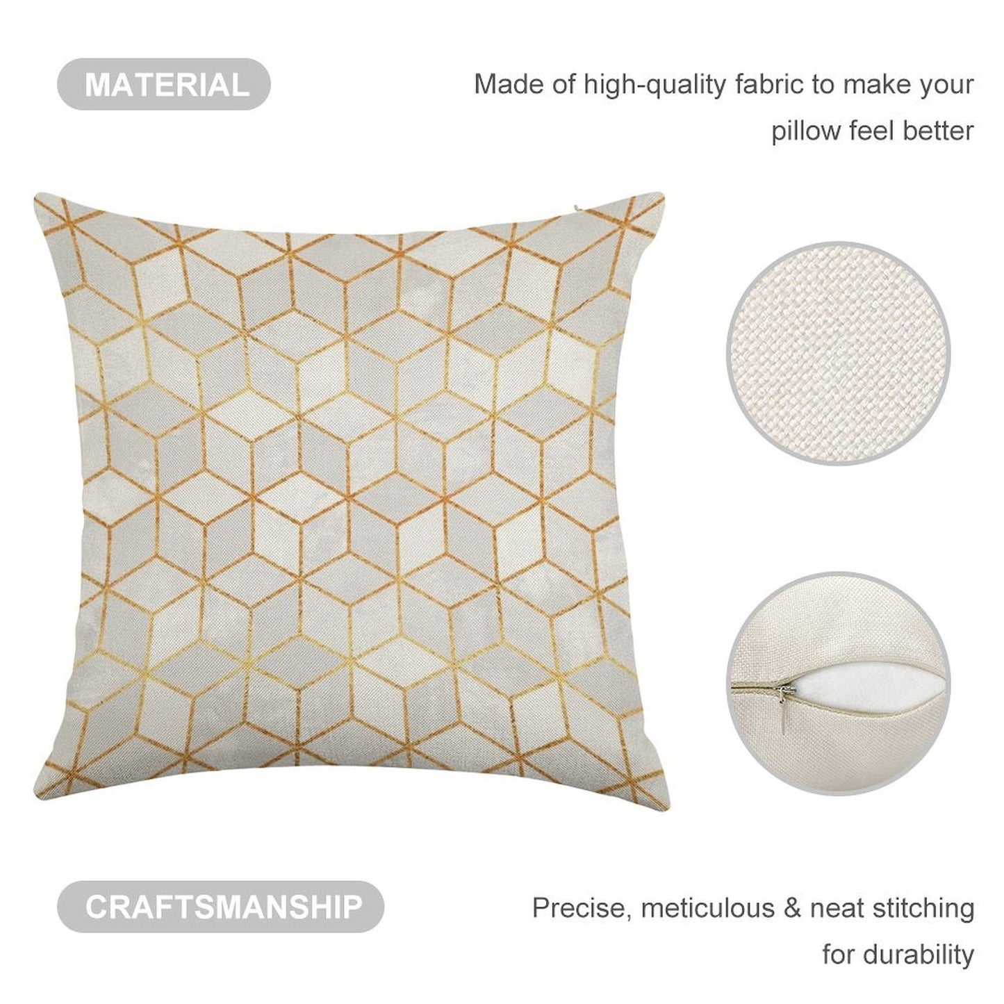 White Cubes Linen Throw Pillow Cover