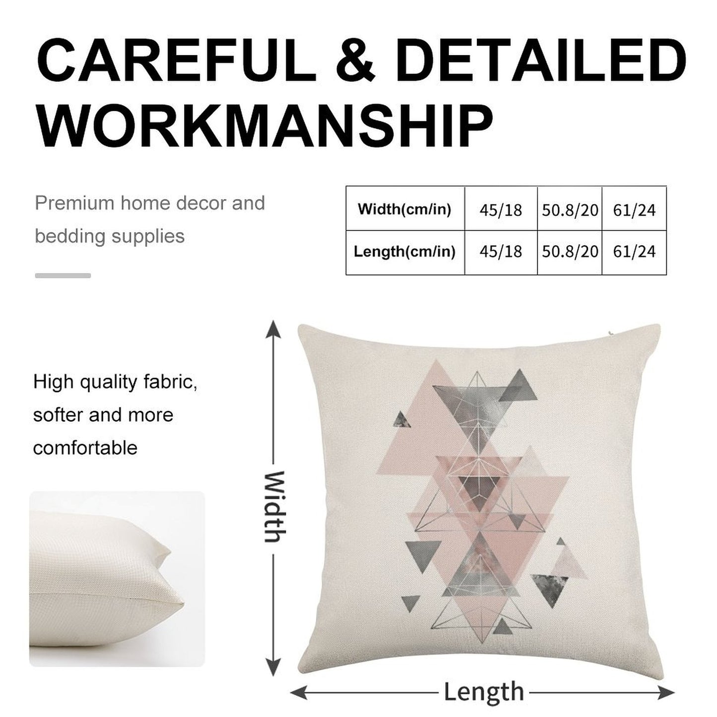 Abstract Geo in Blush Pink And Grey Linen Throw Pillow Cover