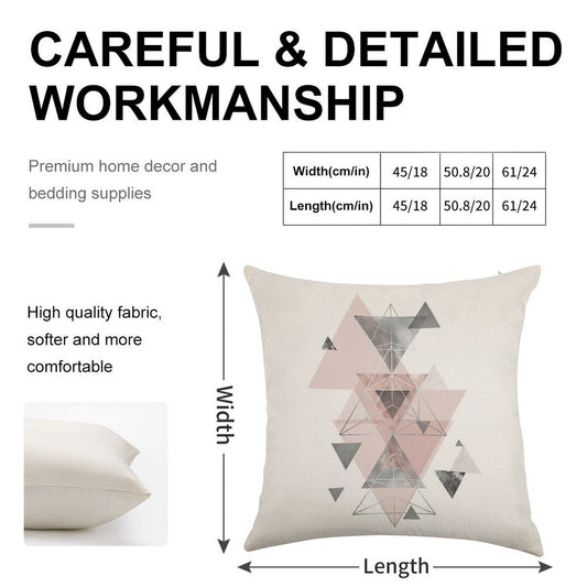 Abstract Geo in Blush Pink And Grey Linen Throw Pillow Cover