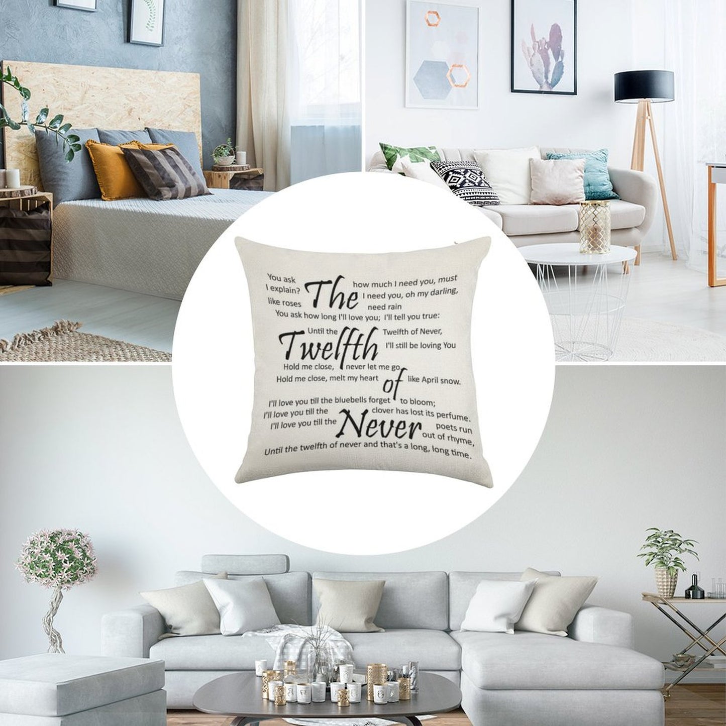 The Twelfth of Never Linen Throw Pillow Cover