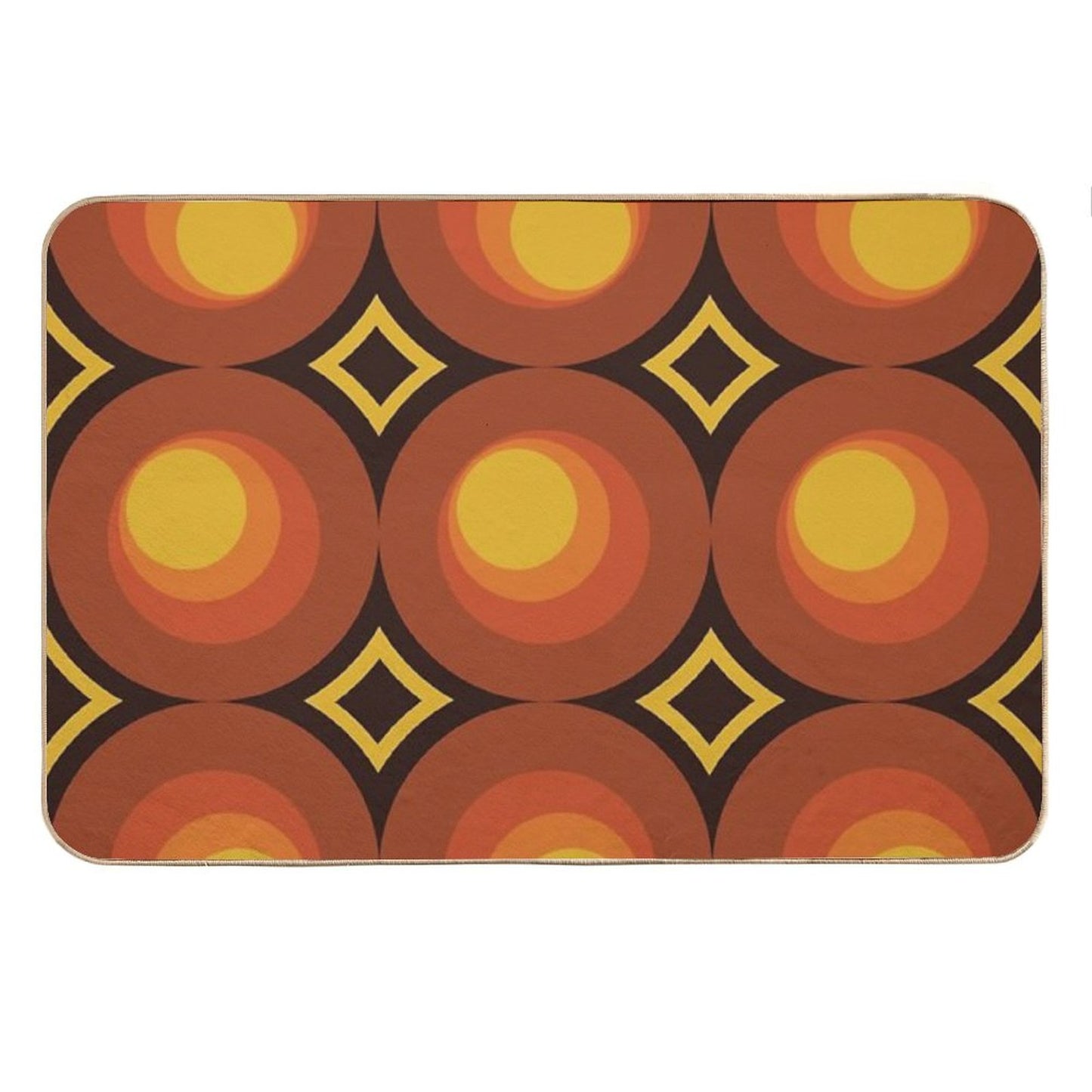 1970s Orange Mid-Century Modern Circle 2 Bath Mat
