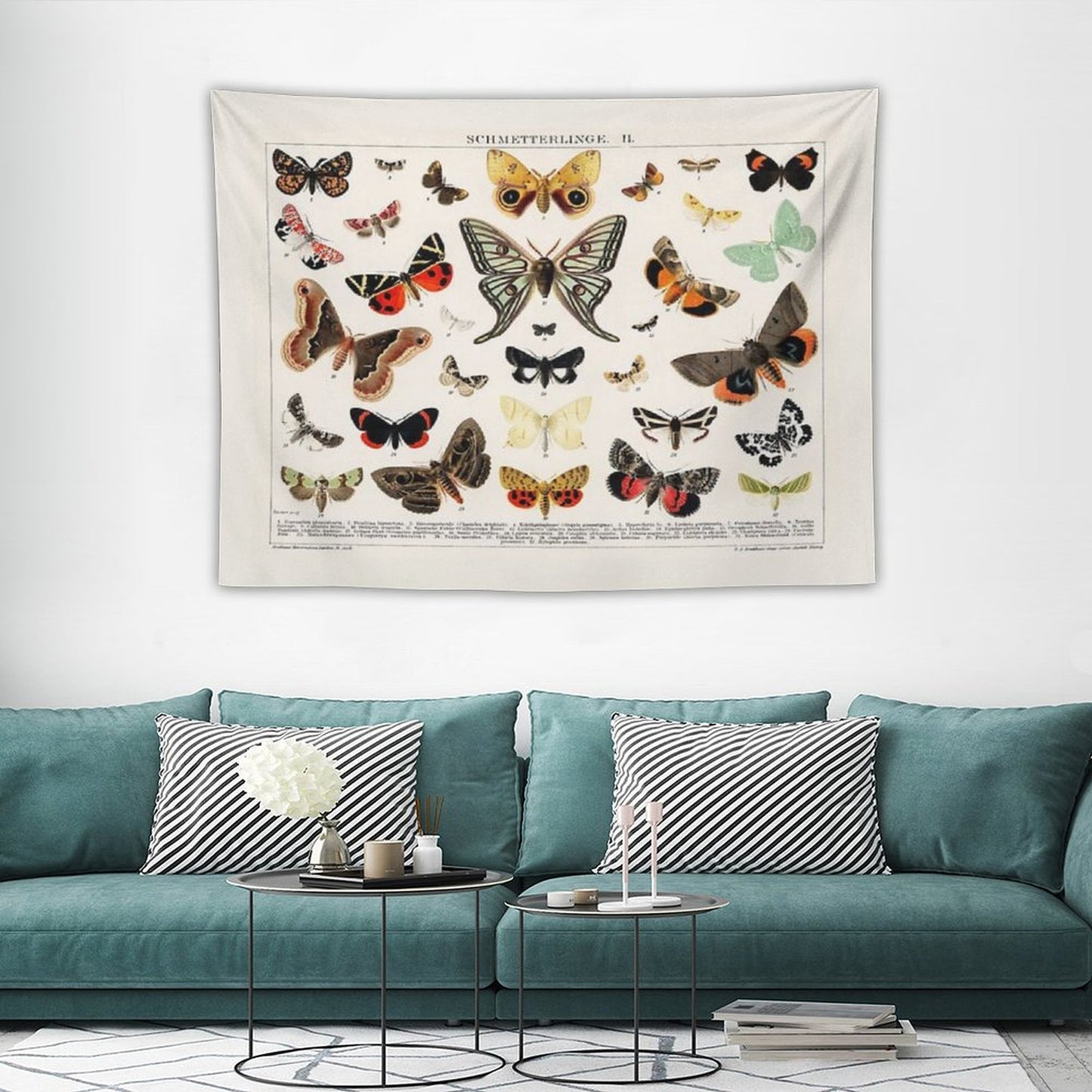 1894 Antique Butterfly Classification Illustration Tapestry
