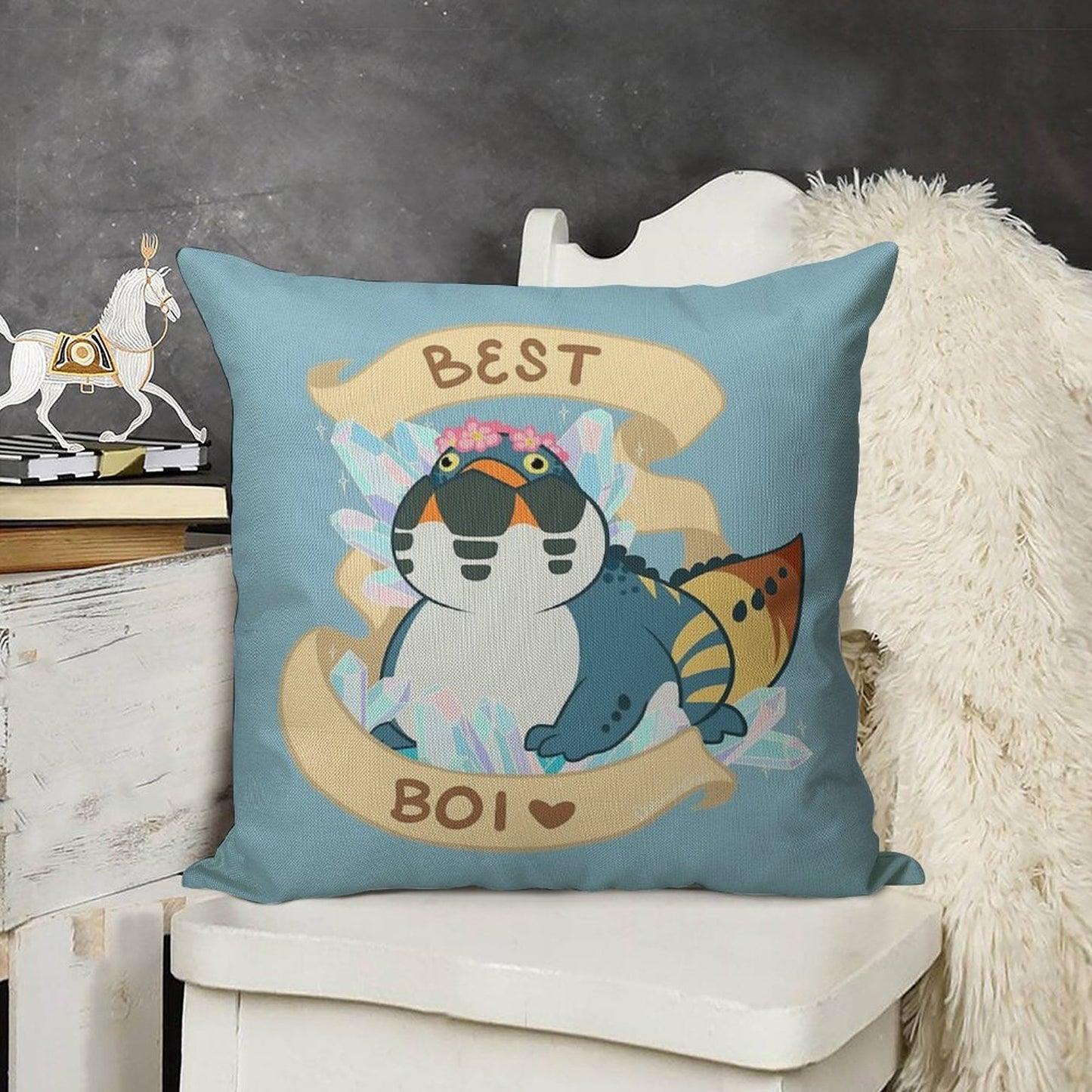 Dodogama Best Boi (MonHun World) Linen Throw Pillow Cover