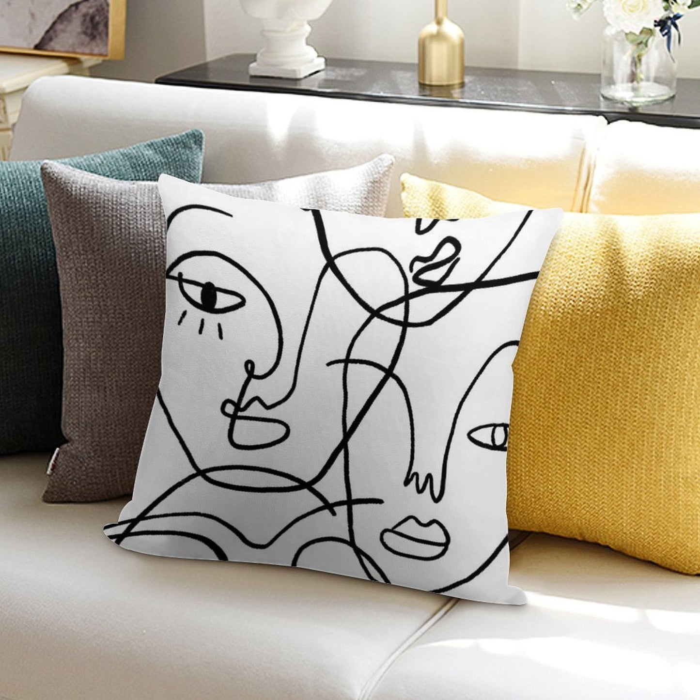 Abstract Faces Soft Easy Maintenance Throw Pillow
