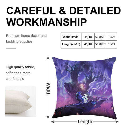 Ori Will of The Wisp Linen Throw Pillow Cover