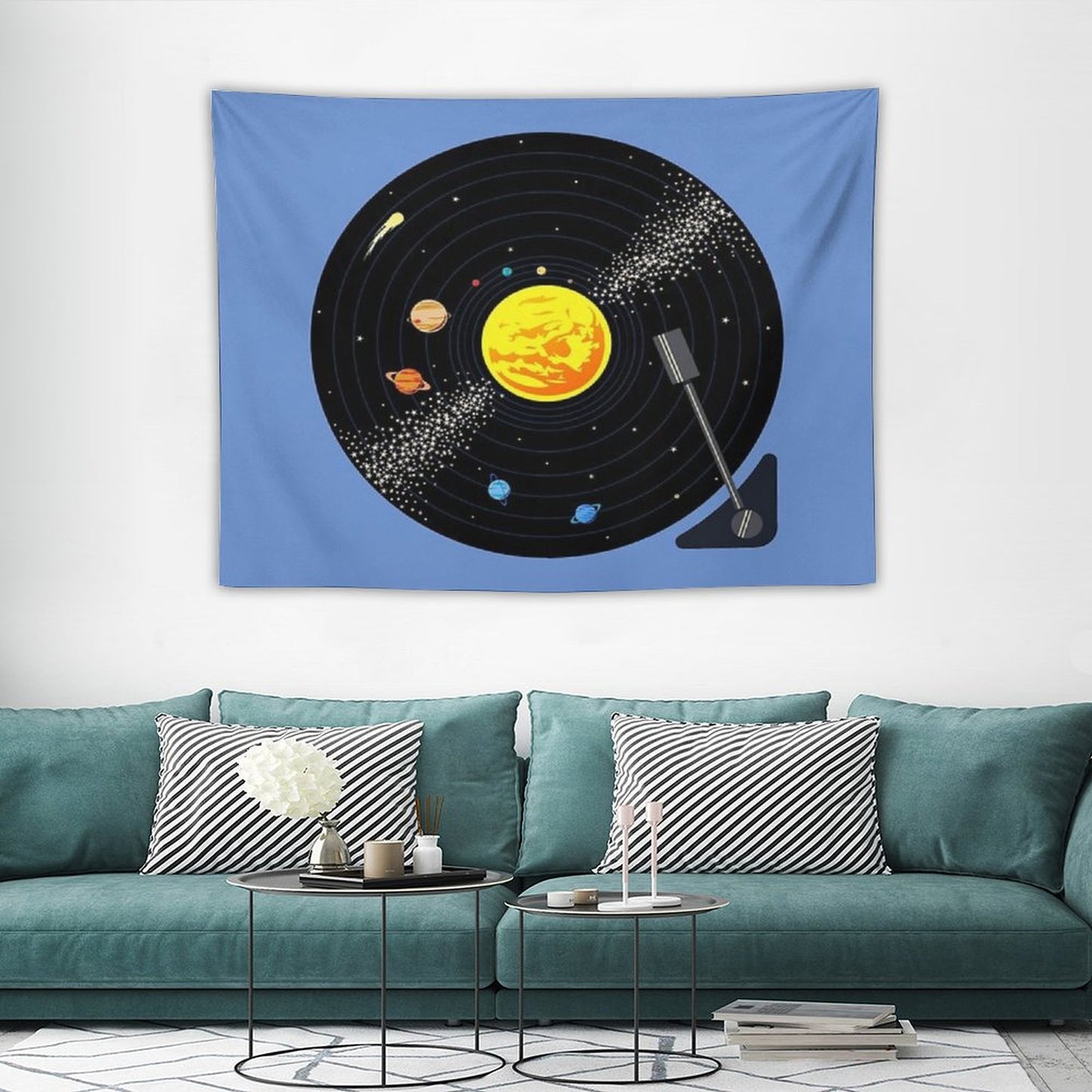 Solar System Vinyl Record Tapestry
