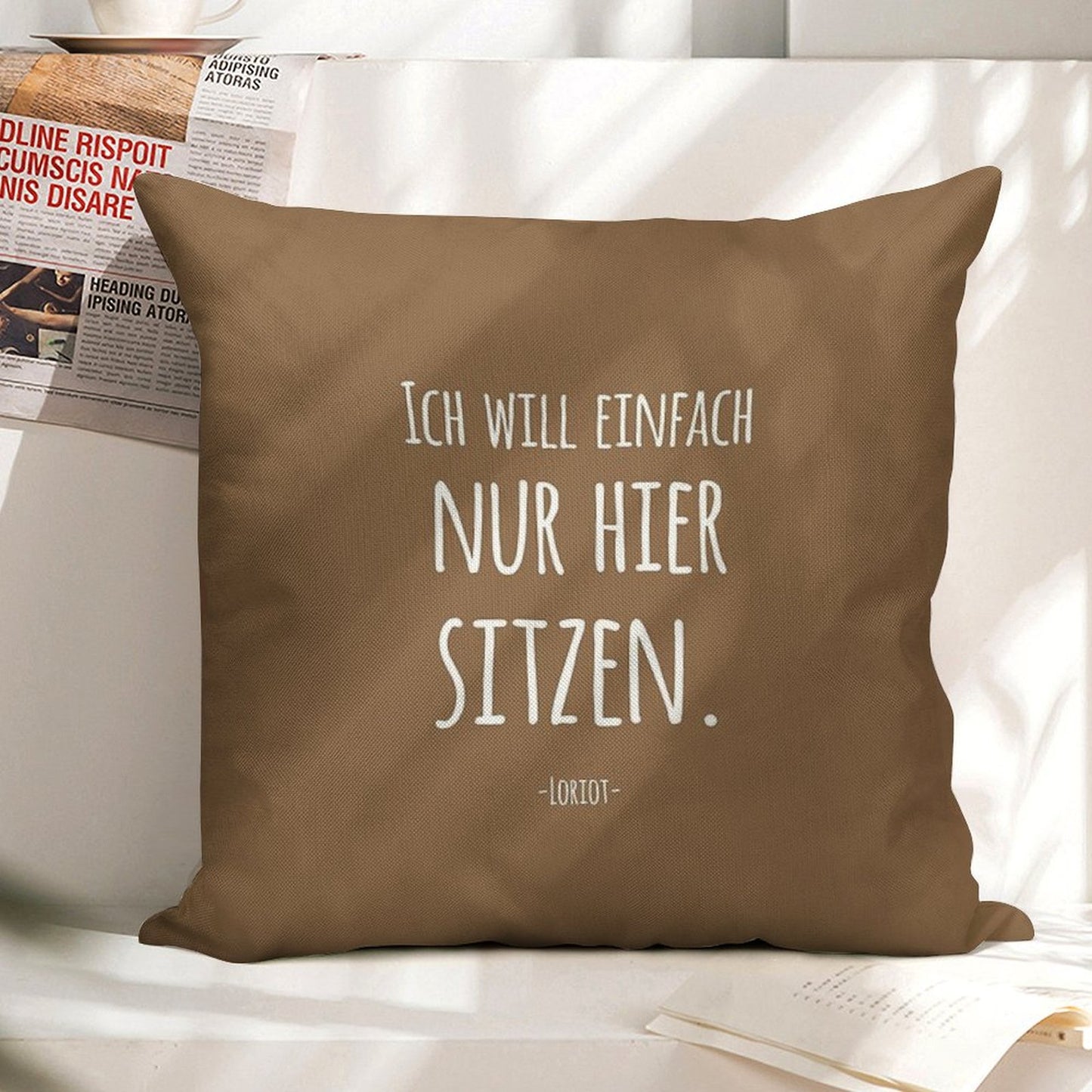 Sayings by Loriot Linen Throw Pillow Cover