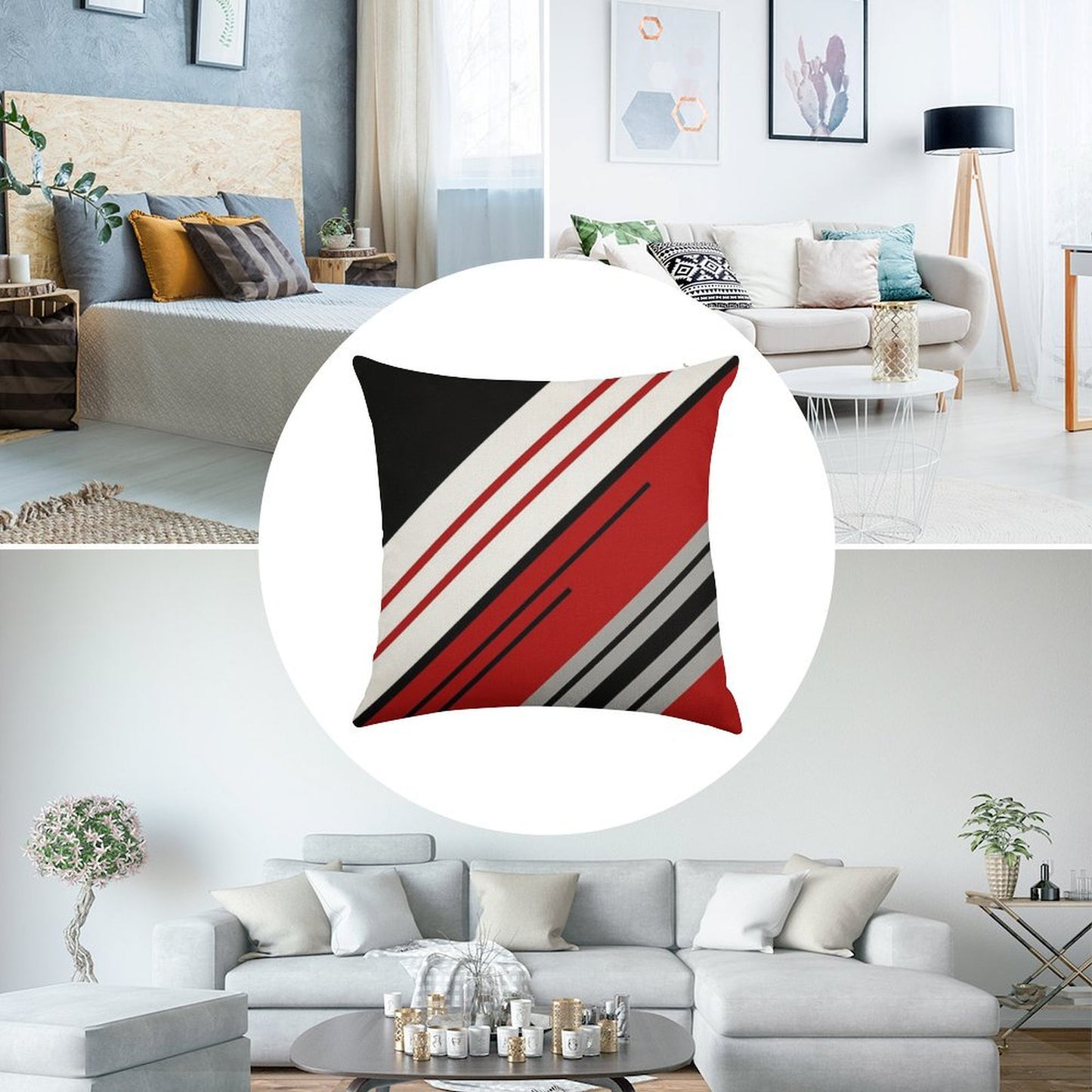 Diagonal Stripes Design Linen Throw Pillow Cover