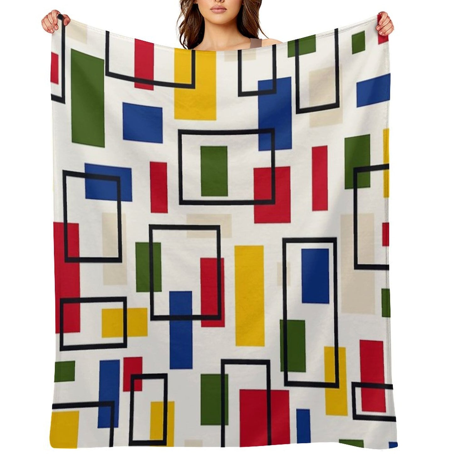 Mondrian Style Throw Blanket