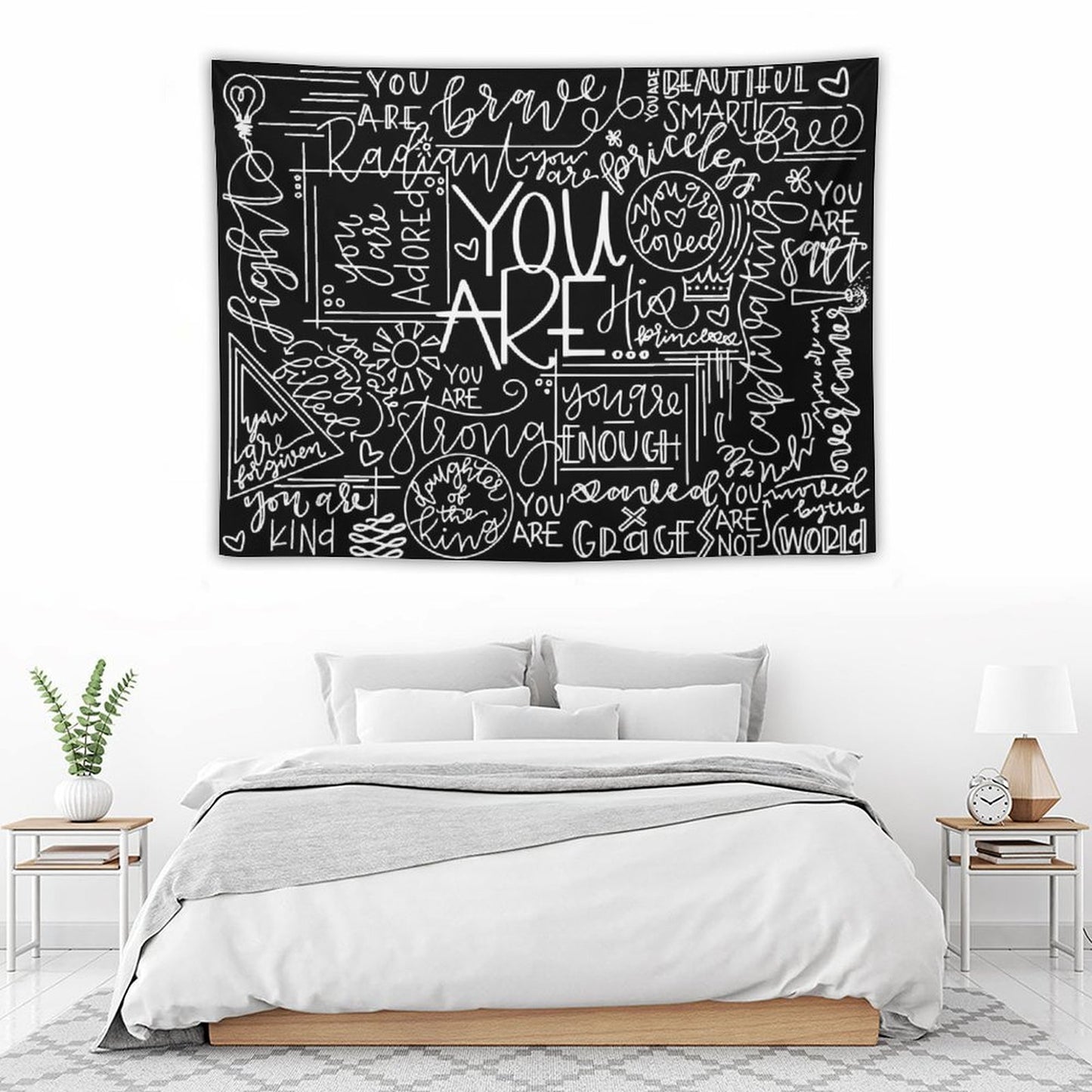 You Are Enough Black Tapestry