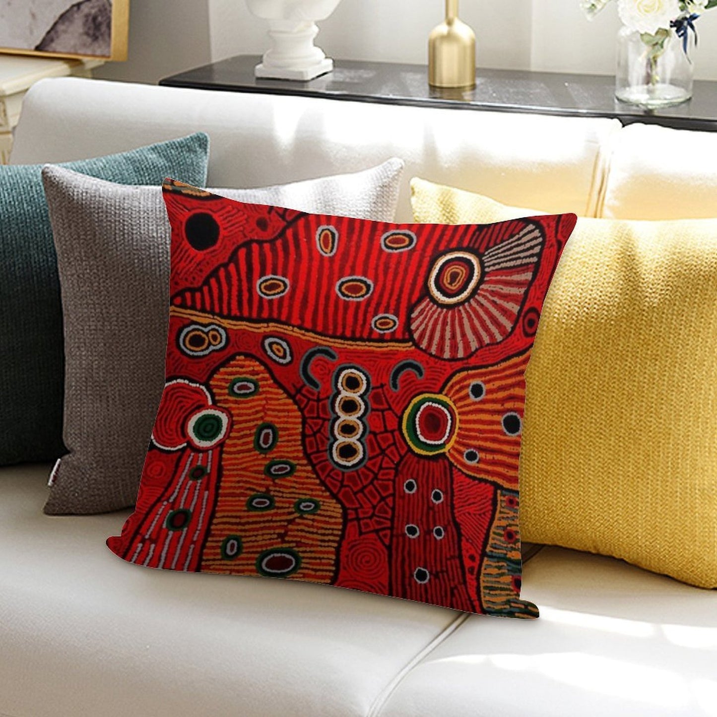 Australian Aboriginal Art Soft Skin-Friendly Throw Pillow