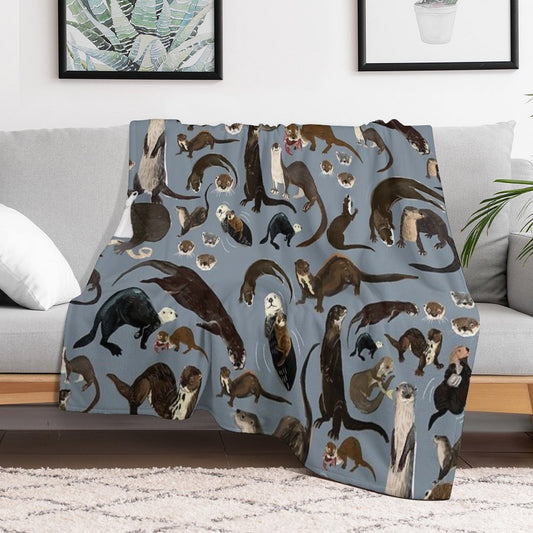 Old World Otters Throw Blanket
