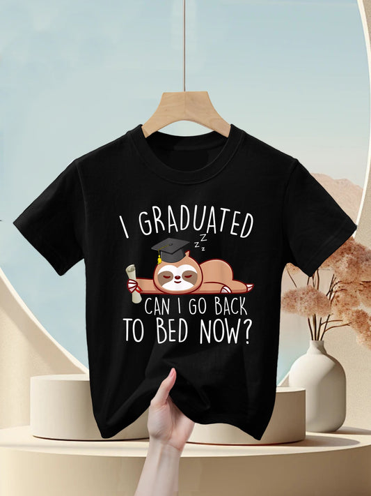 I Graduated Can I Go Back To Bed Nows Funny Graduation Kids T-Shirt
