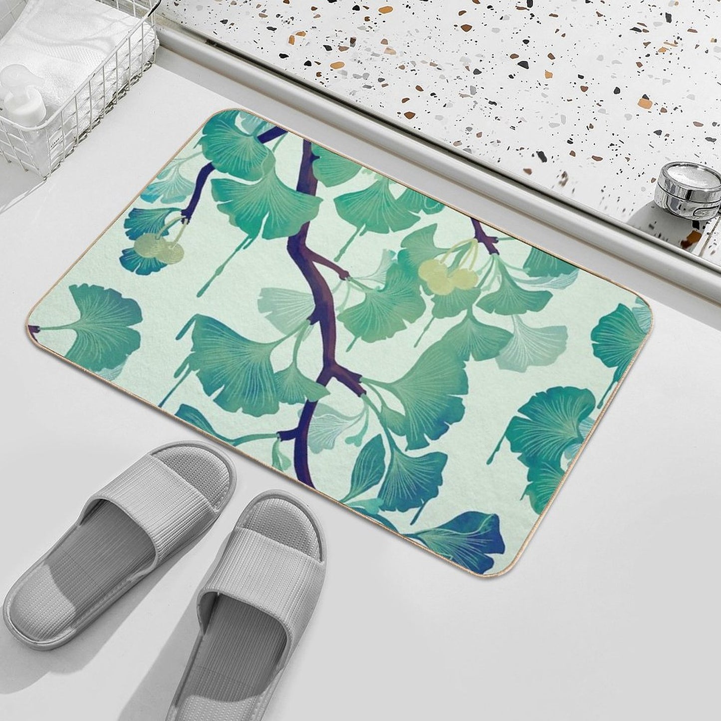 O Ginkgo (in Green) Dirt-Trapping Bath Mat