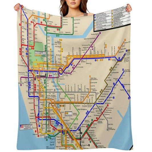 New York City Subway Map Throw Blanket