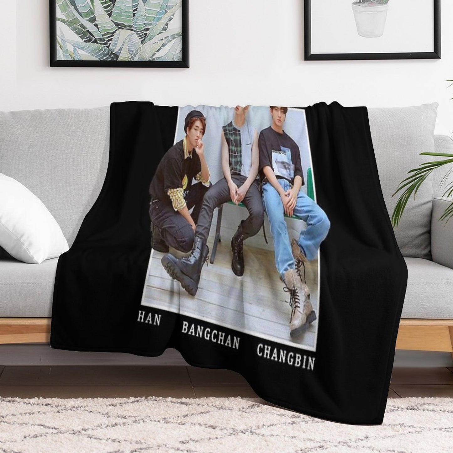 3RACHA Stray Kids Vintage Retro Band Style 90s Throw Blanket