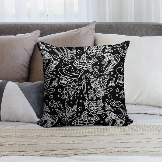 American Traditional Tattoo Flash Print Soft Reinforced Edging Throw Pillow