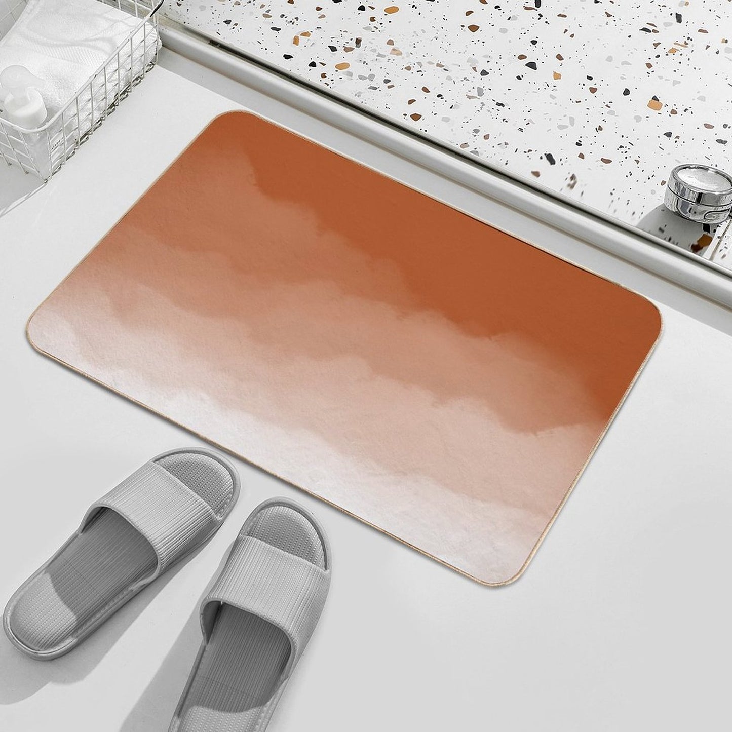 Burnt Orange Watercolor Ombre (burnt Orangewhite) Bath Mat