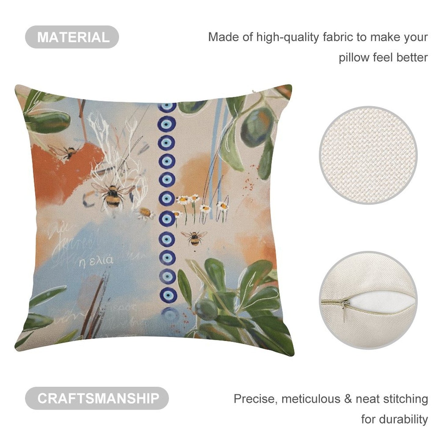 The Olive Tree Linen Throw Pillow Cover