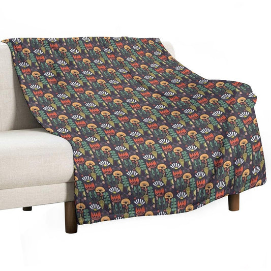 Scandinavian Wildflowers Throw Blanket