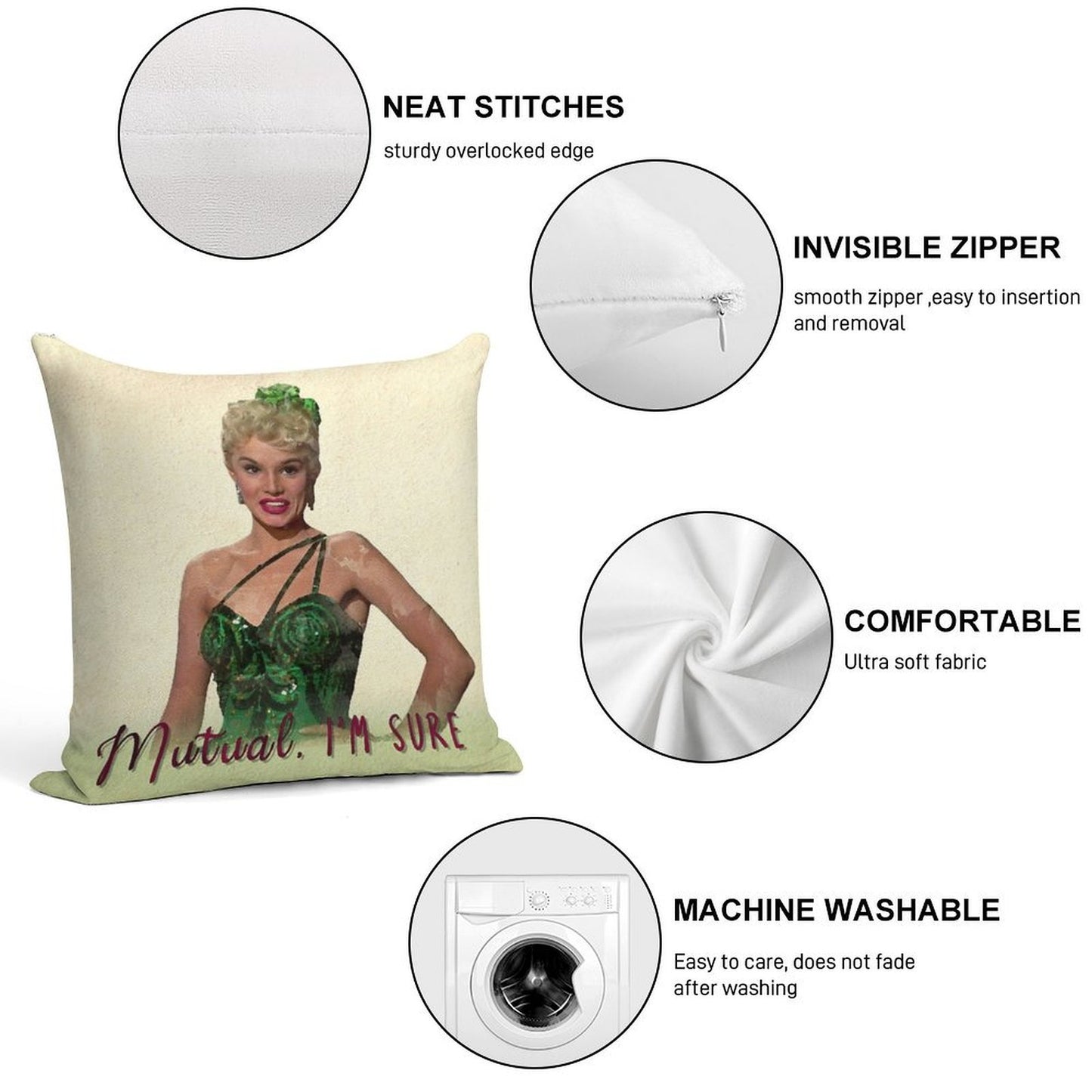Mutual, I'm Sure - White Christmas Soft Ultra-Soft Texture Throw Pillow