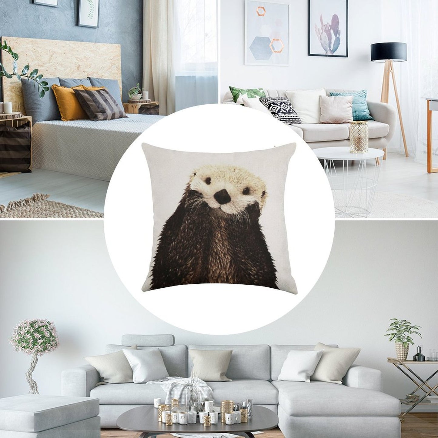 Otters Gonna Ott Linen Throw Pillow Cover