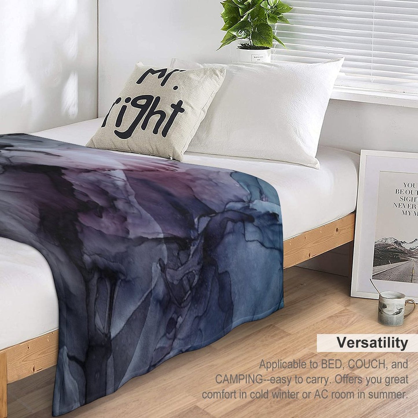 Moody Dark Chaos Inks Abstract Throw Blanket
