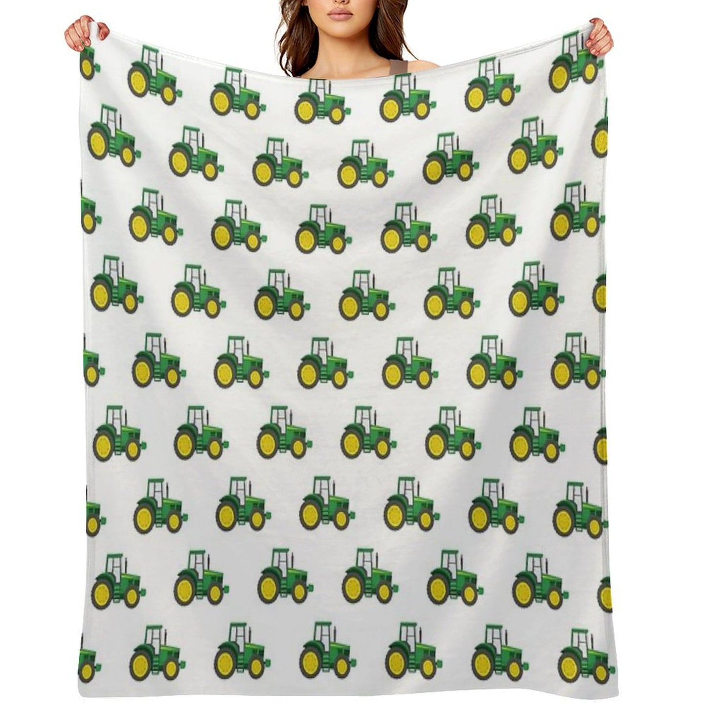 Green Tractors - Farming - Farm Themed Throw Blanket