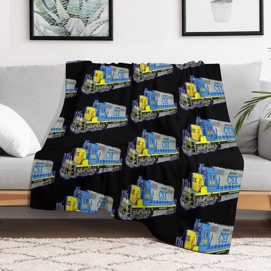 Freight Train CSX Engine Throw Blanket