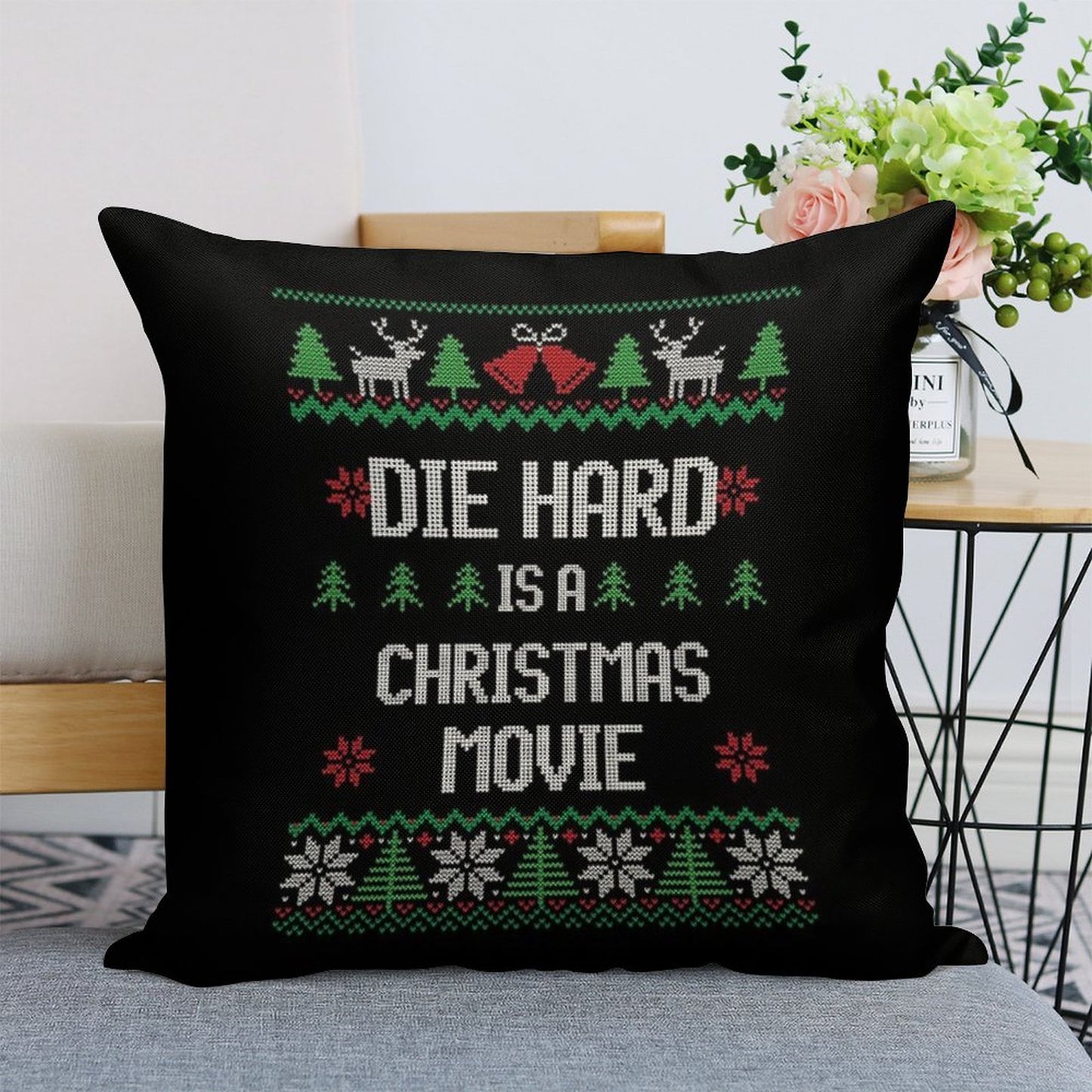 Die Hard Is A Christmas Movie Linen Throw Pillow Cover