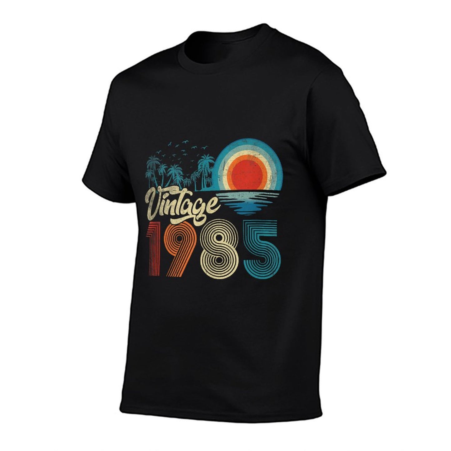 40 Years Old Gift Men Women Vintage 1985 40th Birthday Retro Ribbed Collar T-Shirt