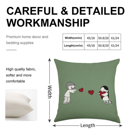 Hearts Throw Linen Throw Pillow Cover