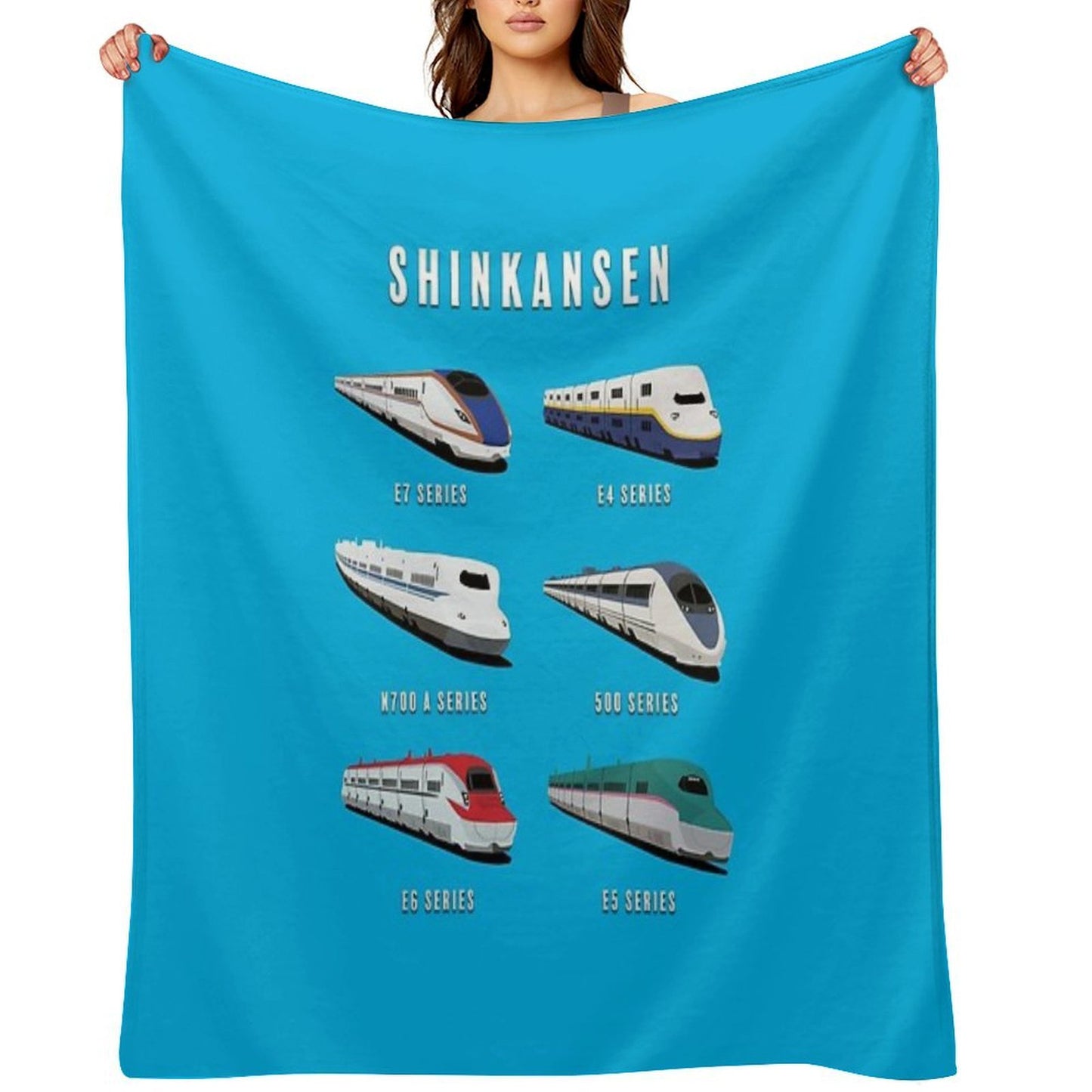 Japanese Shinkansen Bullet Trains Throw Blanket